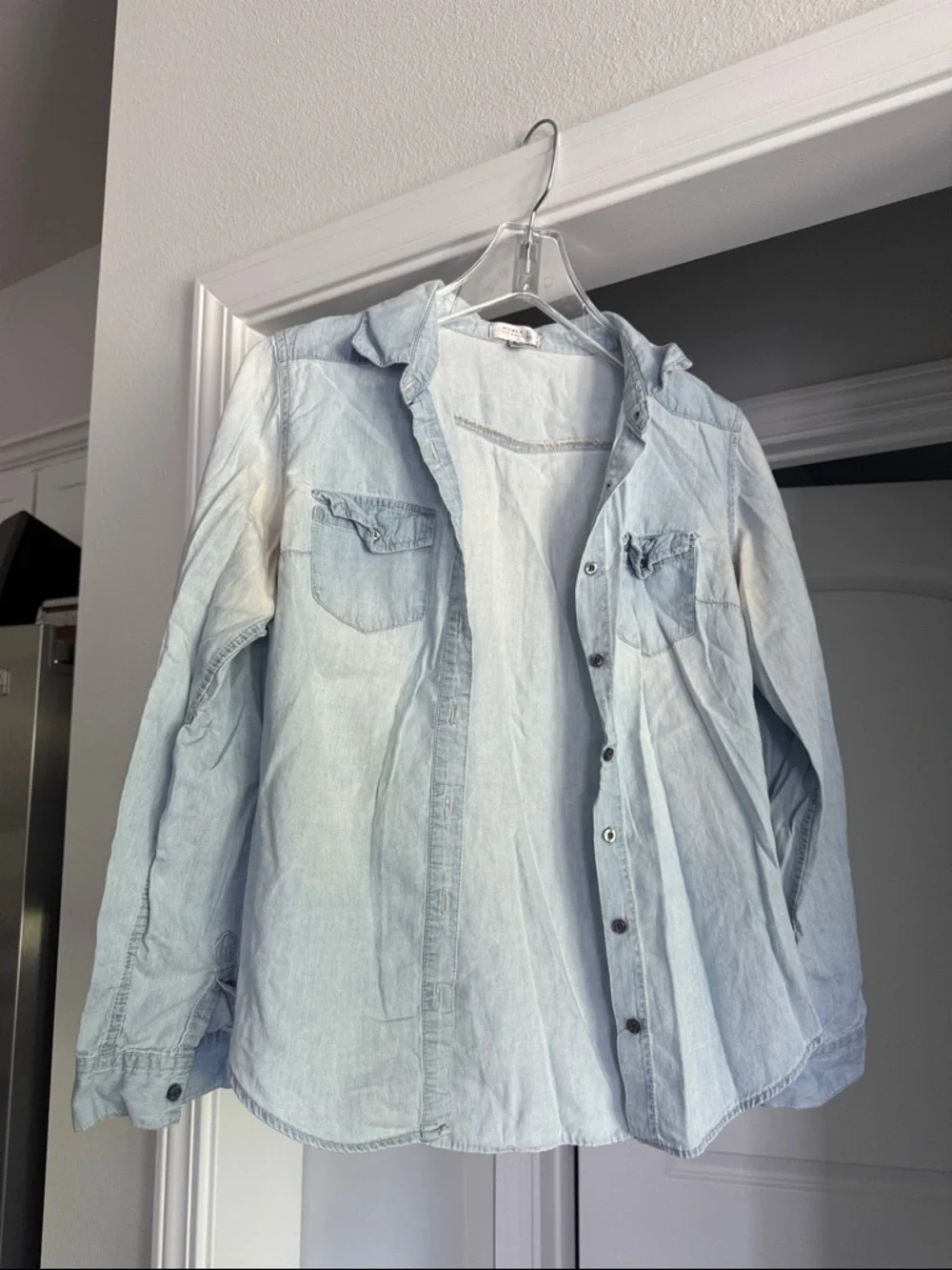 Light Blue Chambray Denim Shirt - Casual Button-Up - Picture 1 of 7